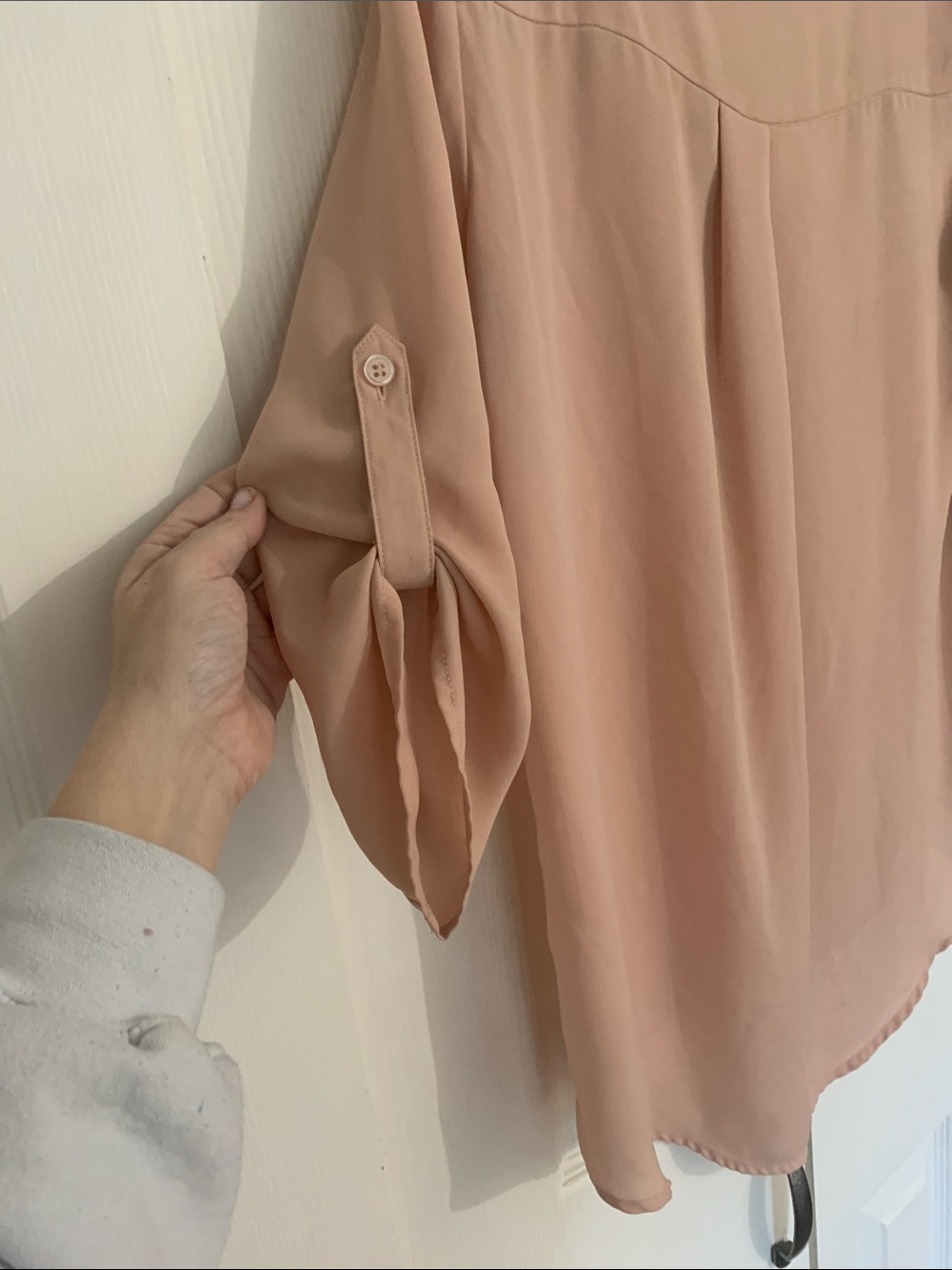 Charlotte Russe Blush Stud-Trim V-Neck Blouse - Picture 8 of 8